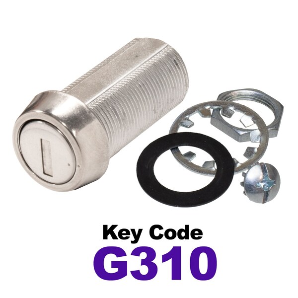 Global RV SS Compartment Lock, Cam/Blade Style, 1-3/8in Threaded Barrel, Keyed to G310, Blades not Included CLB-310-138-SS - main